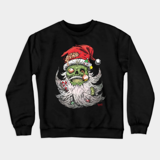 Zombie Santa Crewneck Sweatshirt by RynoArts